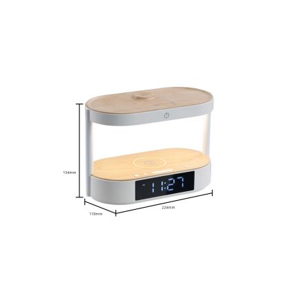 Immax NEO 09111L - Himennettävä LED-pöytävalaisin herätyskellolla ja latauksella TRIPLE DOCK LED/1,5W/5V
