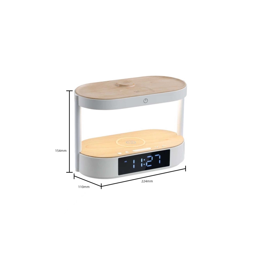 Immax NEO 09111L - Himennettävä LED-pöytävalaisin herätyskellolla ja latauksella TRIPLE DOCK LED/1,5W/5V