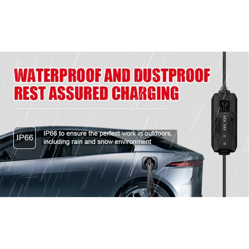 Immax - Kannettava latausasema sähköautoille EV AC Type 2 16A/380V 11kW + pistoke 230V 5m Wi-Fi Tuya