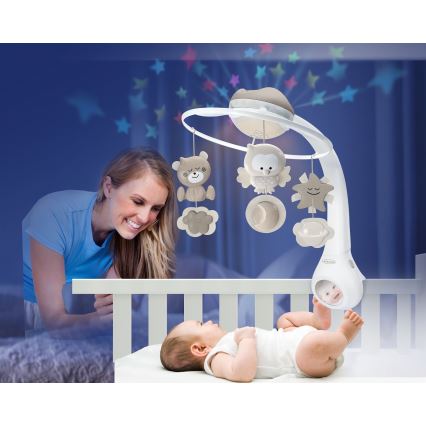 Infantino - Vauvan sängyn yläpuolinen karuselli 3-in-1 melodialla 3xAAA ruskea