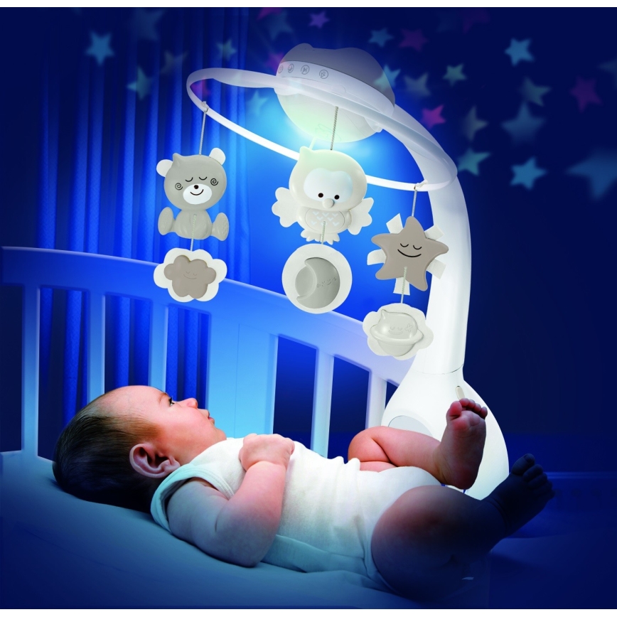 Infantino - Vauvan sängyn yläpuolinen karuselli 3-in-1 melodialla 3xAAA ruskea