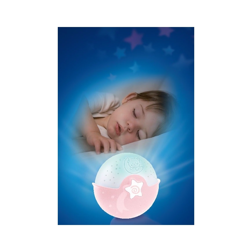 Infantino - Lasten pieni lamppu projektorilla 3xAA pinkki