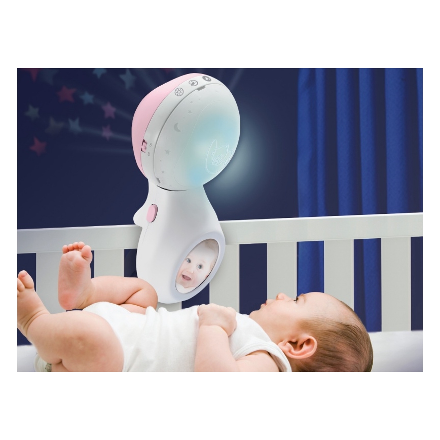 Infantino - Pinnasängyn mobiili melodialle ja projektori 3in1 3xAAA vaaleanpunainen