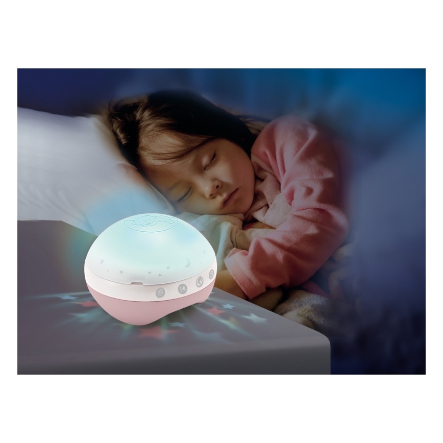 Infantino - Pinnasängyn mobiili melodialle ja projektori 3in1 3xAAA vaaleanpunainen