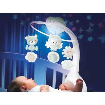 Infantino - Pinnasängyn mobiili melodialle ja projektori 3in1 3xAAA vihreä