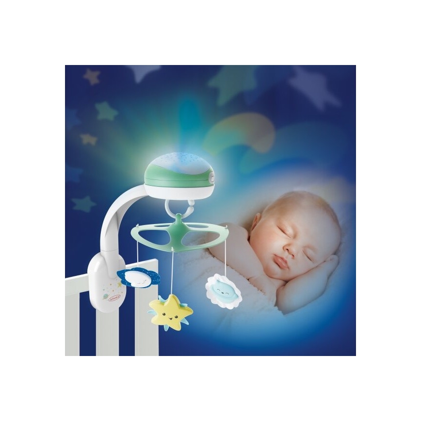Infantino - Pinnasänky mobile kanssa melody 3in1 3xAA vihreä
