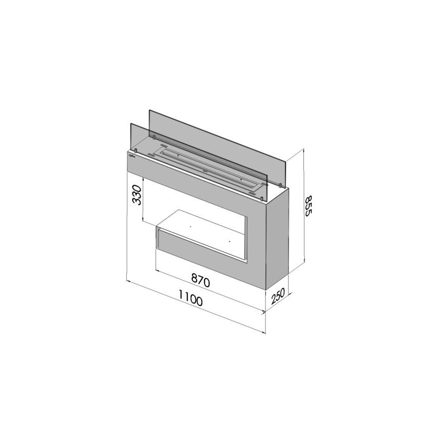 InFire - BIO takka 110x85,5 cm 3kW valkoinen