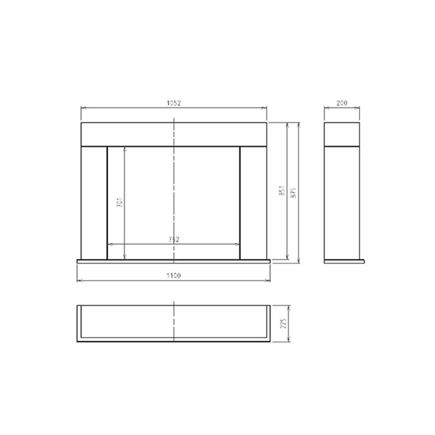 InFire - BIO takka 87,5x110 cm 3kW valkoinen