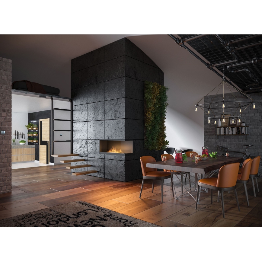 InFire - Kulma BIO takka 110x45 cm 3kW musta