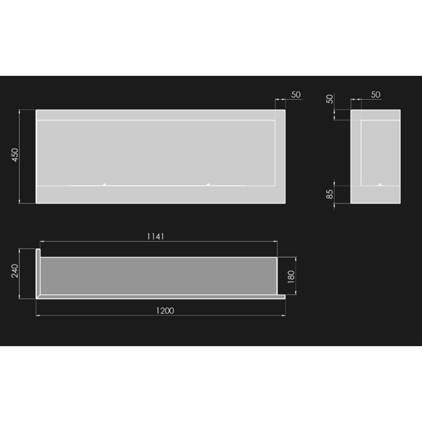 InFire - Kulma BIO takka 45x120 cm 3kW musta