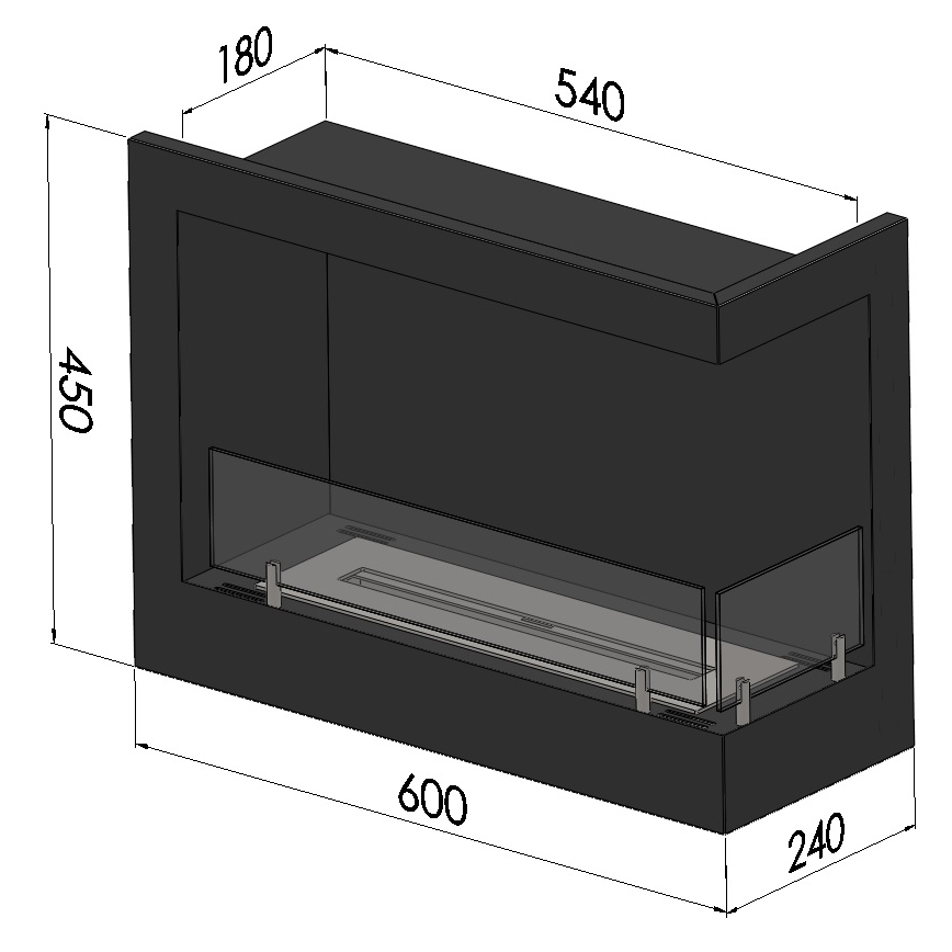 InFire - Kulma BIO takka 45x60 cm 3kW musta