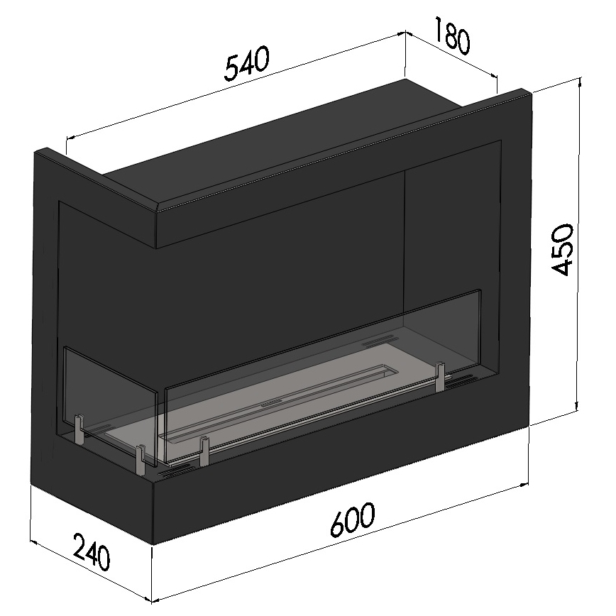InFire - Kulma BIO takka 45x60 cm 3kW musta