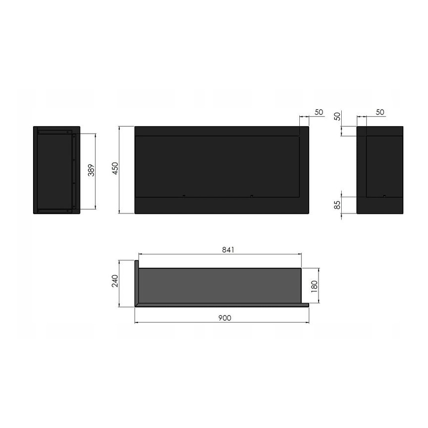 InFire - Kulma BIO takka 45x90 cm 3kW musta