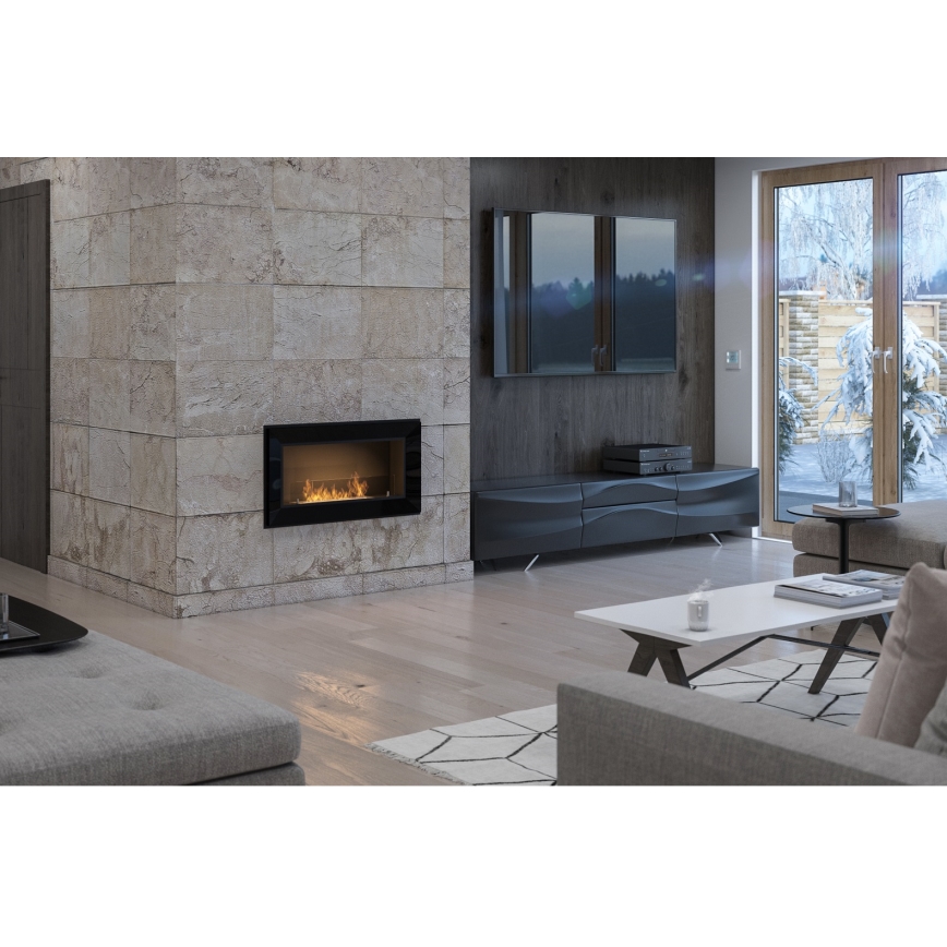 InFire - Sisäänrakennettu BIO takka 49x90 cm 3kW musta