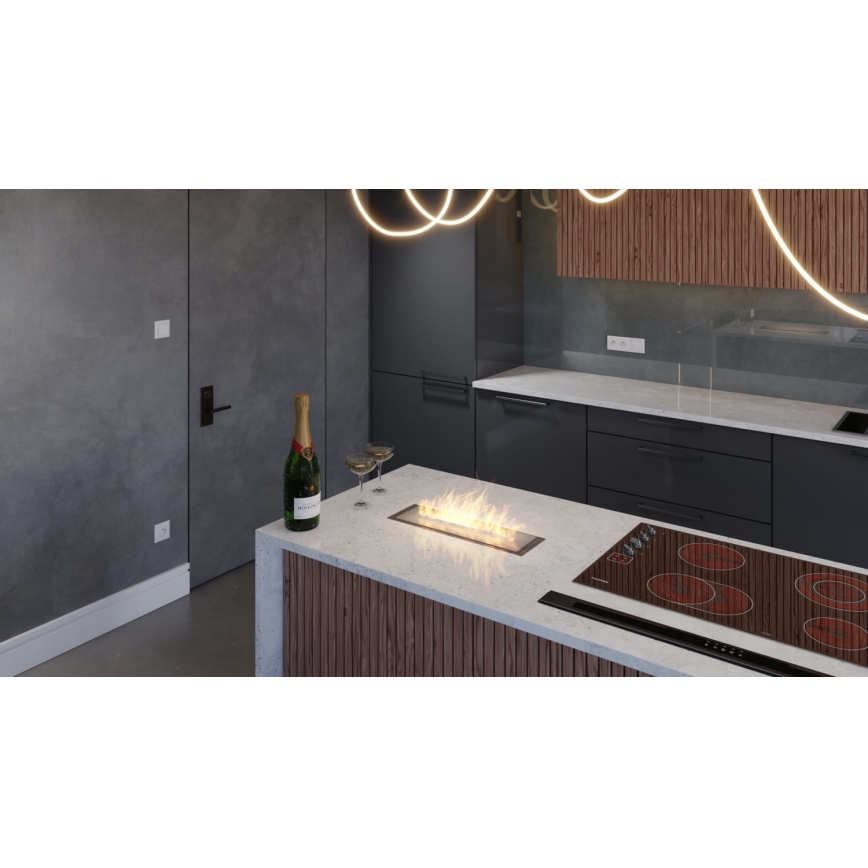 InFire - Sisäänrakennettu BIO takka 5,5x50 cm 3kW musta