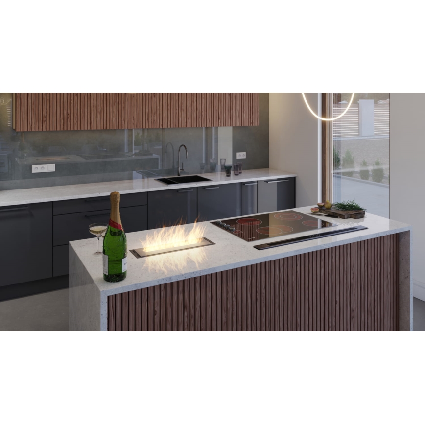 InFire - Sisäänrakennettu BIO takka 5,5x50 cm 3kW musta