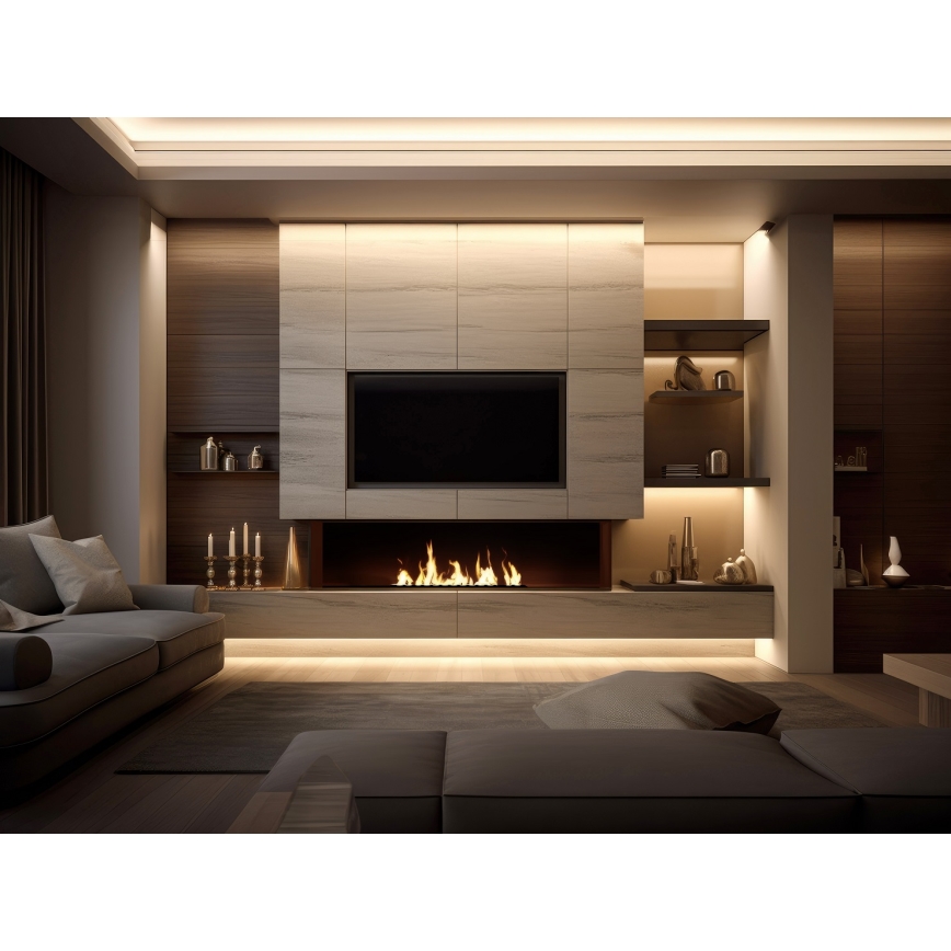 InFire - Sisäänrakennettu BIO takka 7,5x100 cm 6kW musta