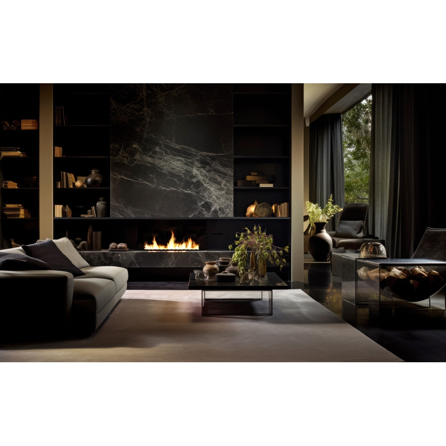 InFire - Sisäänrakennettu BIO takka 7,5x100 cm 6kW musta