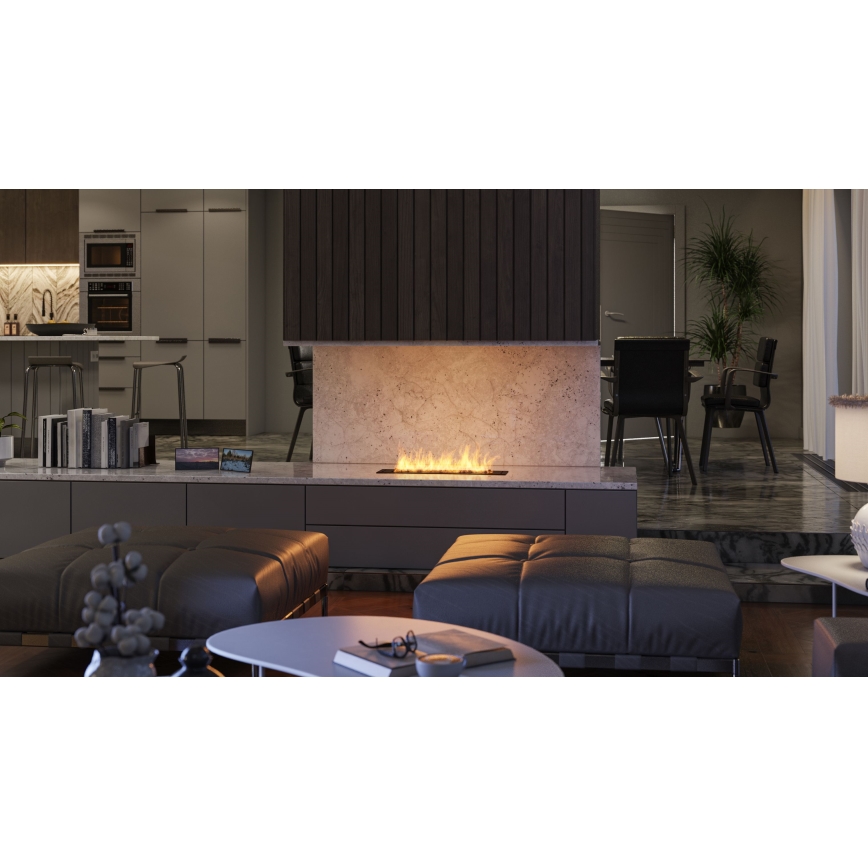 InFire - Sisäänrakennettu BIO takka 7,5x60 cm 3,5kW musta