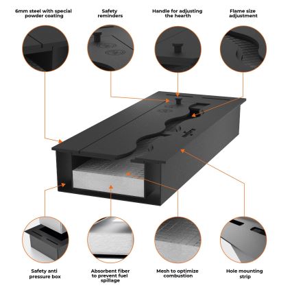 InFire - Sisäänrakennettu BIO takka 7,5x60 cm 3,5kW musta