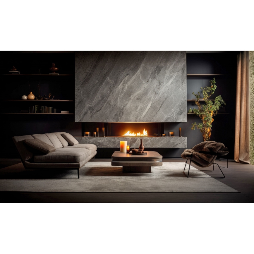 InFire - Sisäänrakennettu BIO takka 7,5x80 cm 6kW musta