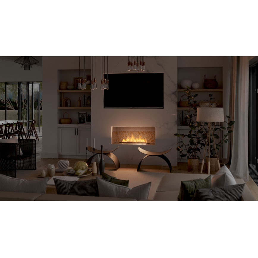 InFire - Sisäänrakennettu BIO takka 7,5x80 cm 6kW musta