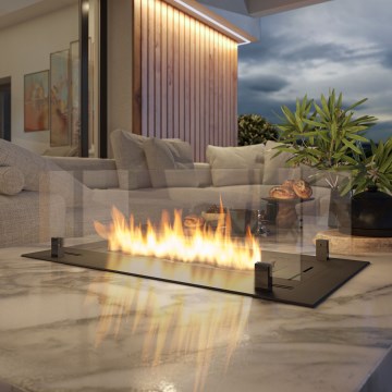 InFire - Sisäänrakennettu BIO takka 8,5x80 cm 3,5kW musta