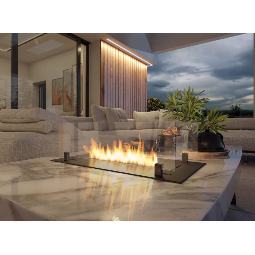 InFire - Sisäänrakennettu BIO takka 8,5x80 cm 3,5kW musta