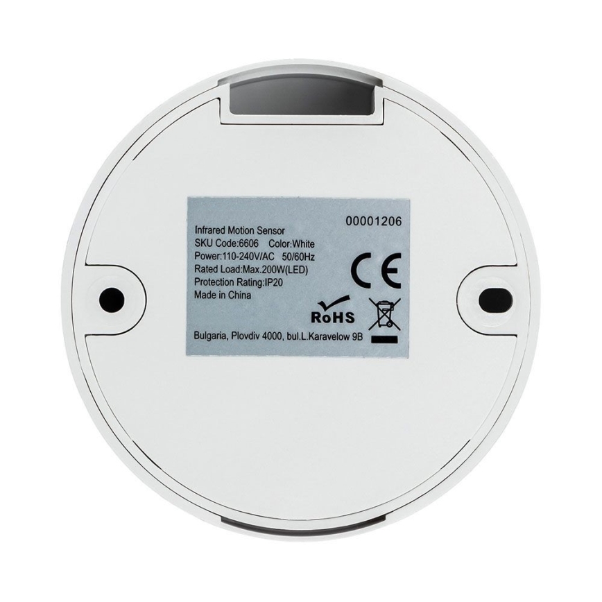 Infrapuna liiketunnistin 360° 200W/230V valkoinen