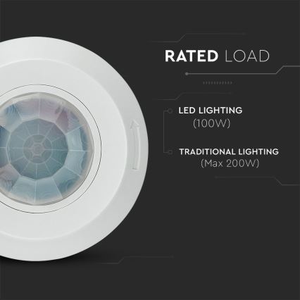 Infrapuna liiketunnistin 360° 200W/230V valkoinen