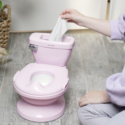 Ingenuity - Äänitoiminnolla varustettu lasten-WC MY SIZE vaaleanpunainen 2xAAA
