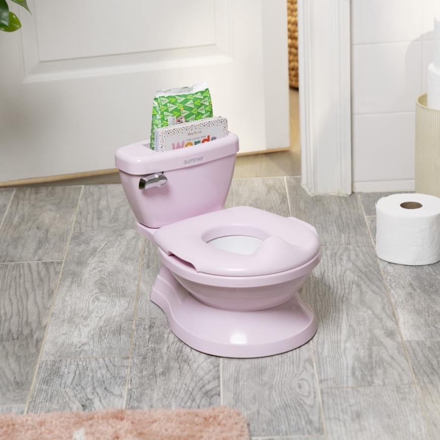 Ingenuity - Äänitoiminnolla varustettu lasten-WC MY SIZE vaaleanpunainen 2xAAA