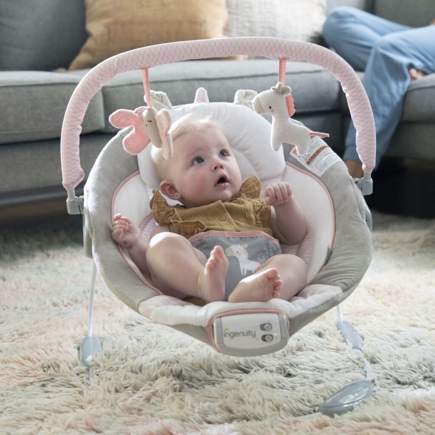 Ingenuity - Vauvan värisevä lepotuoli melodialla FLORA THE UNICORN 3xC