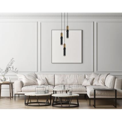 ITALUX - Kattokruunu johdossa ISIDORA 3xGU10/25W/230V musta/pronssi