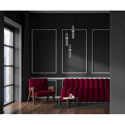 ITALUX - Kattokruunu johdossa ISIDORA 3xGU10/25W/230V antrasiitti/kromi