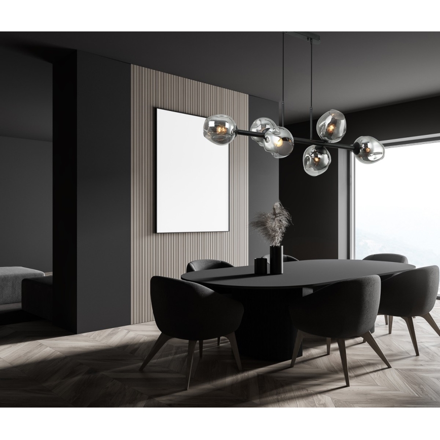 ITALUX - Kattokruunu johdossa BORGO 6xE27/40W/230V musta