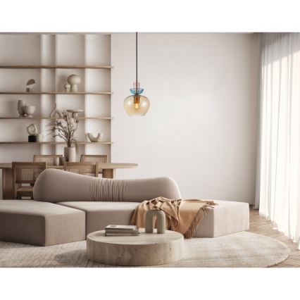 ITALUX - Riippuvalaisin kaapelilla FANDA 1xE27/40W/230V kultainen/savunvärinen beige