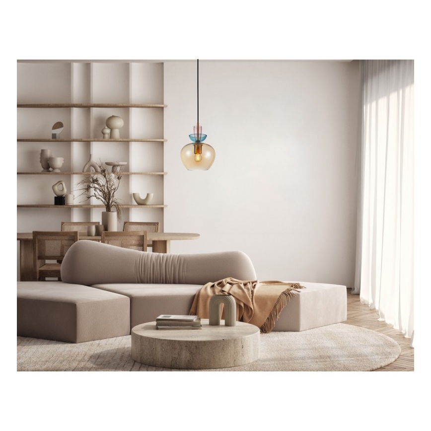 ITALUX - Riippuvalaisin kaapelilla FANDA 1xE27/40W/230V kultainen/savunvärinen beige
