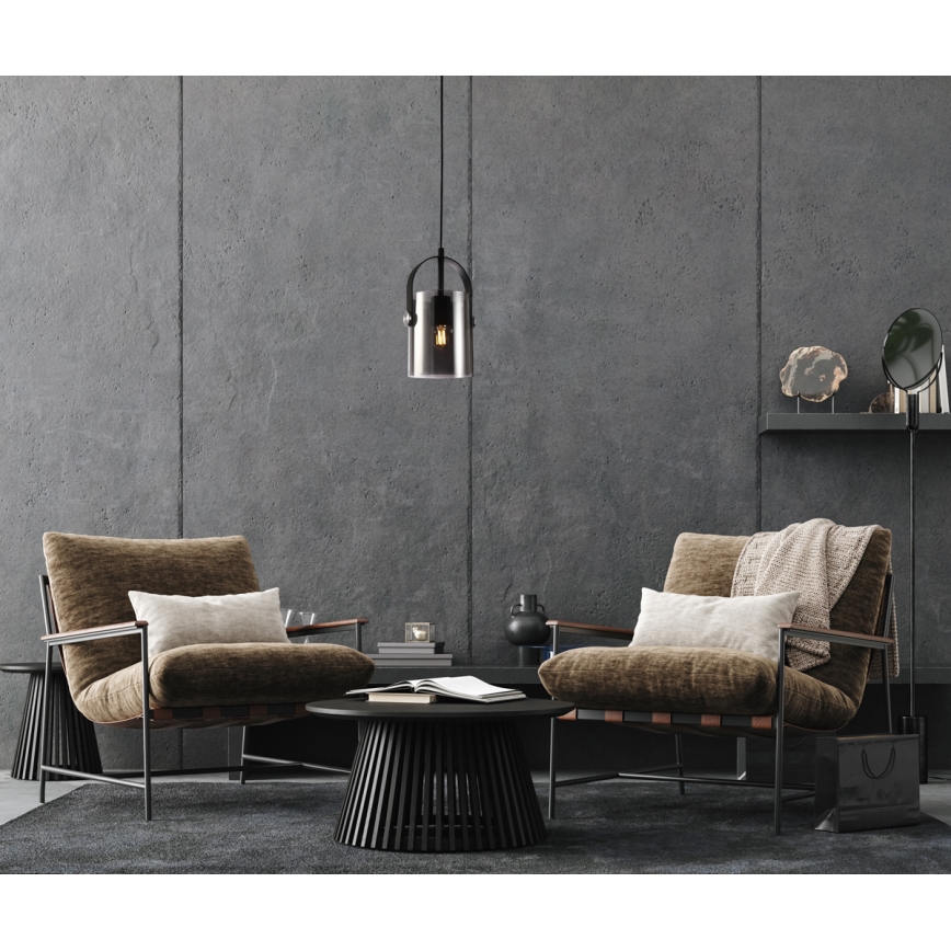 ITALUX - Kattokruunu johdossa NANESMA 1xE27/40W/230V musta