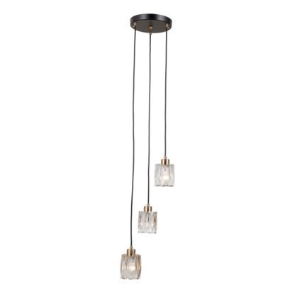 ITALUX - TORNO riippuvalaisin vaijerilla 3xE14/40W/230V musta/kultainen