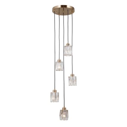 ITALUX - TORNO-riippuvalaisin vaijerilla 5xE14/40W/230V, kullanvärinen
