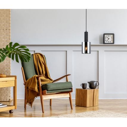 ITALUX - Kattokruunu johdossa SARDO 1xE27/40W/230V musta