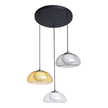 ITALUX - Riippuvalaisin kaapelilla AINALE 3xG9/7W/230V musta/kirkas/savuinen beige/harmaa