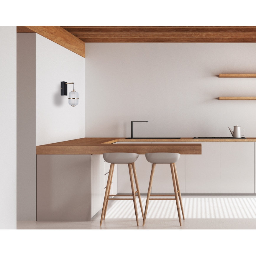 ITALUX - LED-seinävalaisin ALANI LED/6W/230V 3000K musta/kultainen