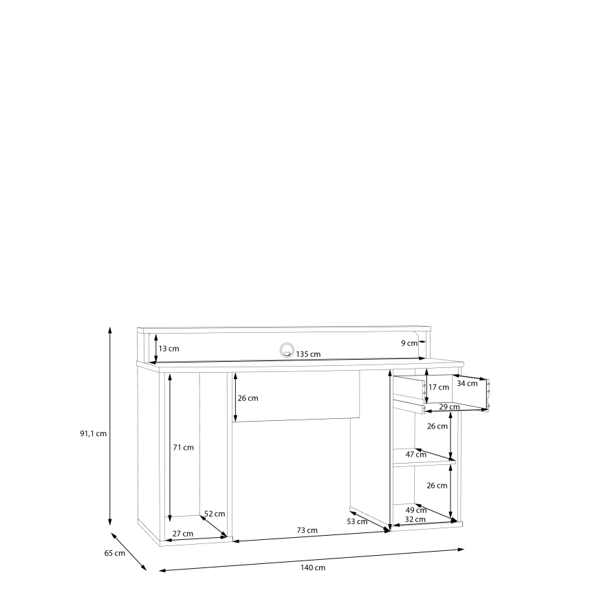 IVAR-kirjoituspöytä taustavalaistuksella, musta