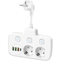 Jakorasia kytkimellä LINEA 2x230V + 4xUSB A/C SCHUKO valkoinen
