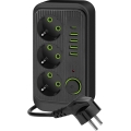 Jakorasia kytkimellä LINEA 3x230V + 5xUSB A/C SCHUKO 5 m musta