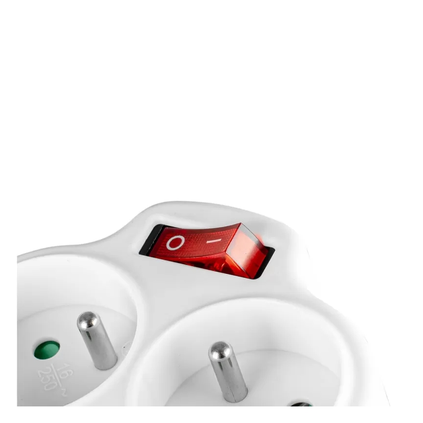 Jakorasia kytkimellä — 2 pistorasiaa + USB-C + USB-A