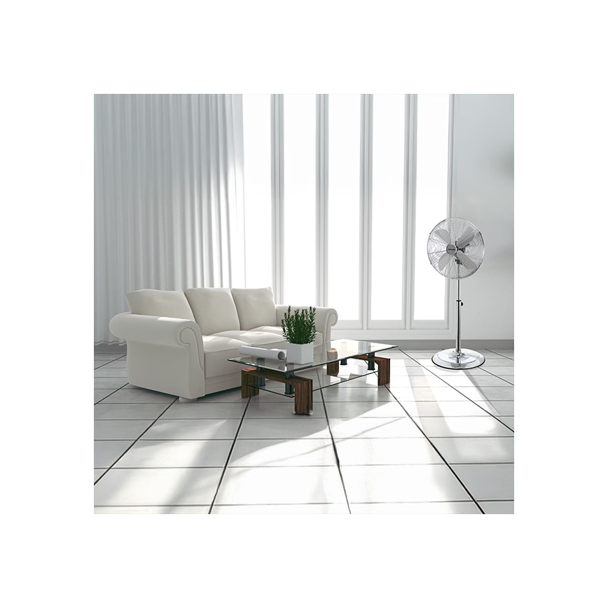 Jalustatuuletin 50W/230V 110 cm, ruostumaton teräs