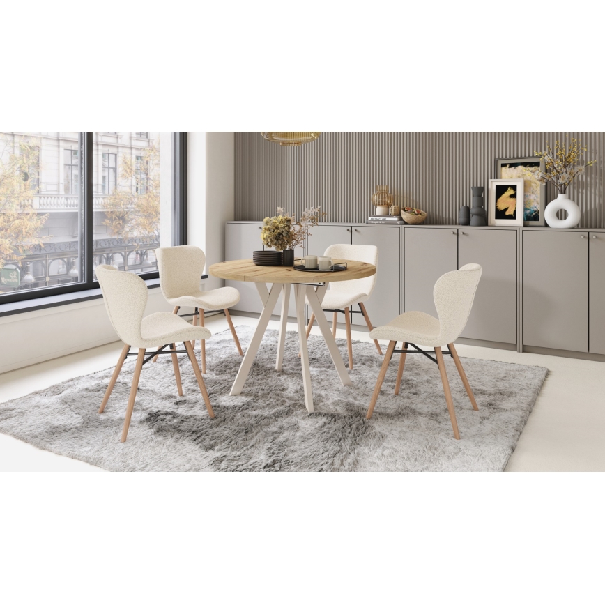Jatkettava ruokapöytä ARTUR tammi artisan/beige